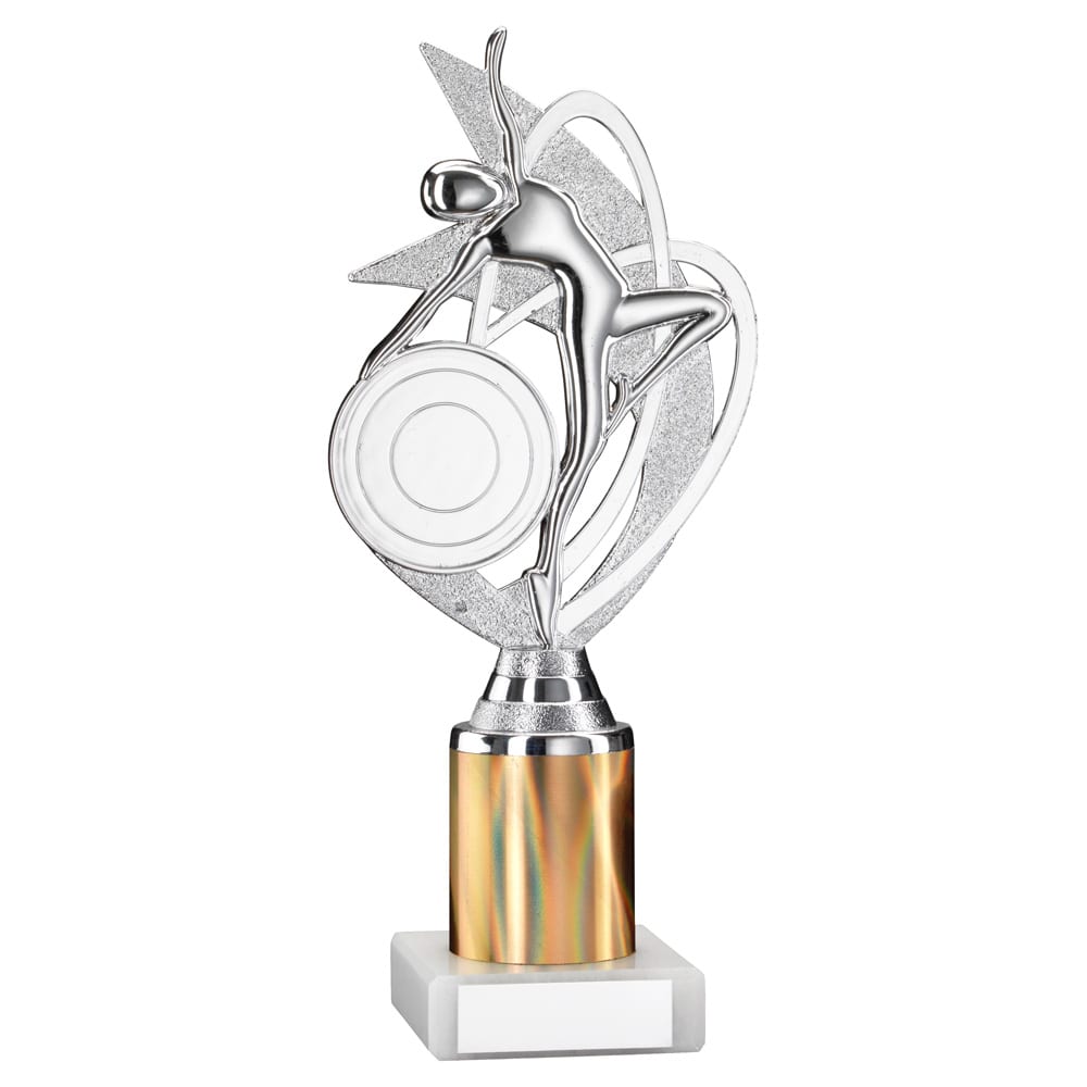 SILVER/GOLD 'DANCE/GYM' FIGURE ASSEMBLED ON MARBLE (2