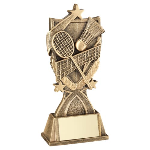 BRZ/GOLD BADMINTON '3 STAR WREATH' SERIES WITH PLATE  - 6.5in