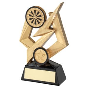 GOLD/BLACK DARTBOARD ON BOLT PENTAGON WITH PLATE (1in CENTRE) - 6in