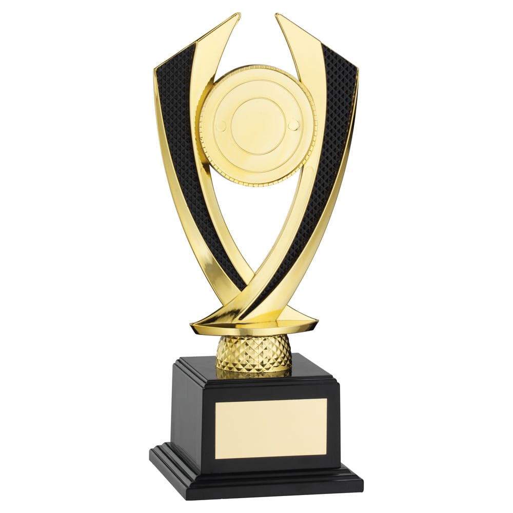 GOLD/BLACK  'DIAMOND' HOLDER ON BASE (2in CENTRE) - 7.75in