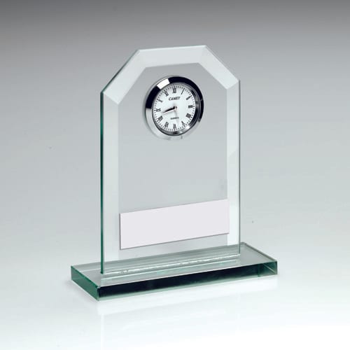 JADE GLASS CLOCK WITH PLATE - 5.25in
