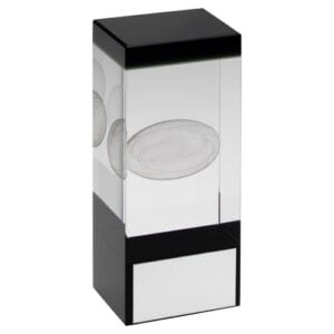CLEAR/BLACK GLASS BLOCK WITH LASERED RUGBY IMAGE WITH PLATE - 5.5in