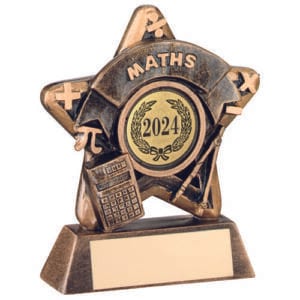 BRZ/GOLD MINI STAR 'MATHS' WITH PLATE (1in CENTRE) - 3.75in