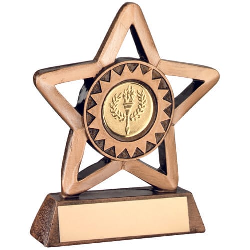 BRZ/GOLD RESIN GENERIC MINI STAR WITH PLATE     (1in CENTRE) - 4.25in