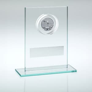 JADE/SILVER GLASS WITH POOL/SNOOKER INSERT AND PLATE - 3.25in