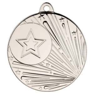 SHOOTING STAR MEDAL (1in CENTRE) SILVER - 2in