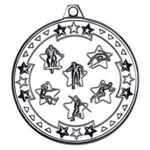MULTI ATHLETICS TRI STAR MEDAL SILVER - 2in