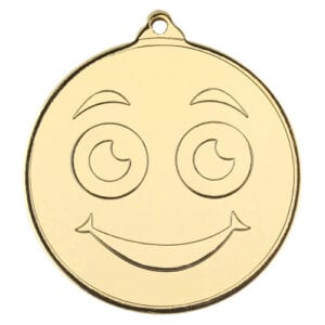 SMILEY FACE GOLD MEDAL - 2in