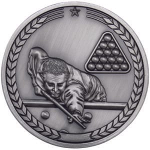 POOL/SNOOKER MEDALLION ANTIQUE SILVER - 2.75in