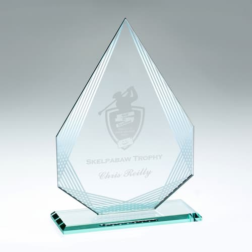 JADE GLASS DIAMOND WITH SILVER LINED EDGES      (4mm THICK) -  7.25in