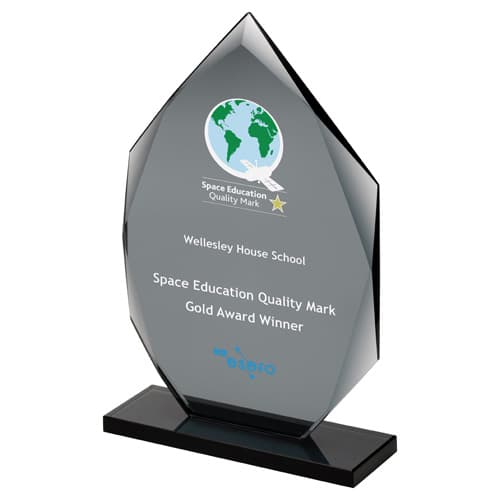 SMOKED BLACK GLASS DIAMOND PLAQUE (10mm THICK) - 9.5in