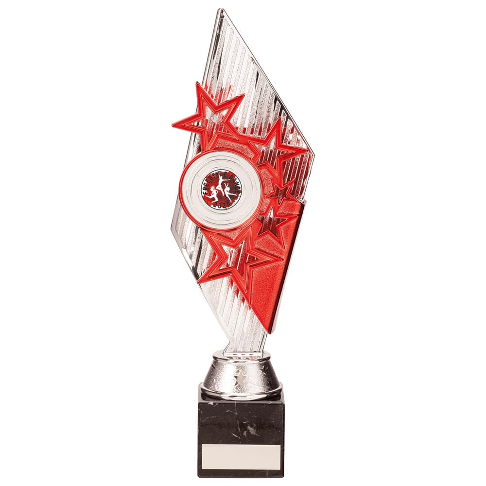 Pizzazz Plastic Trophy Silver & Red 300mm