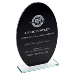 BLACK BACKED JADE GLASS OVAL(4mm THICK) - 8in