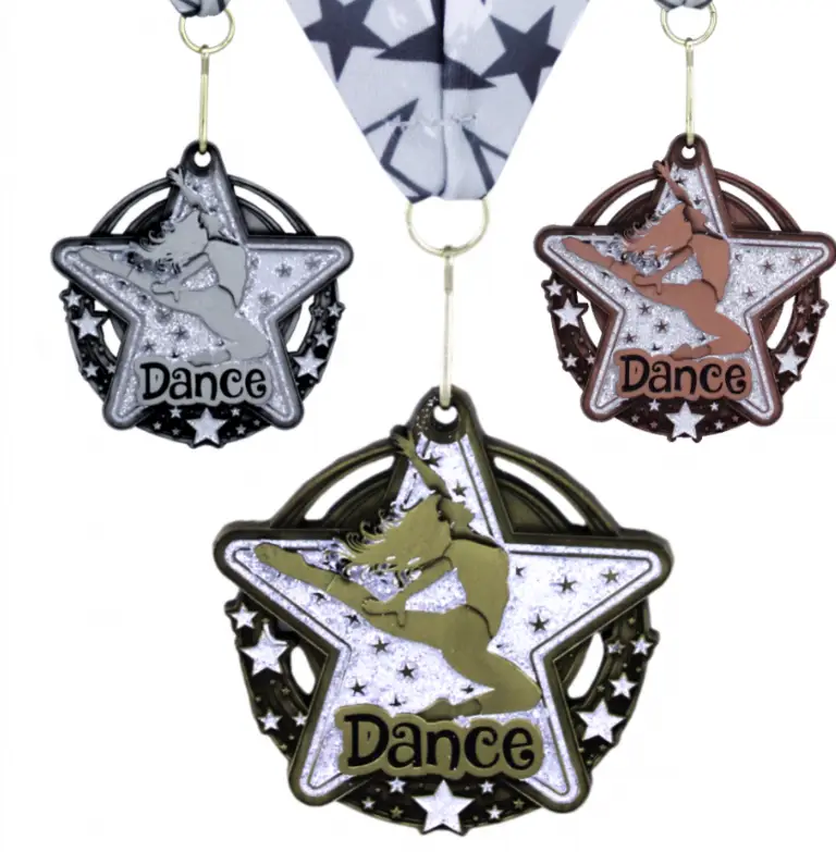 Custom Dance Medals with Star Design