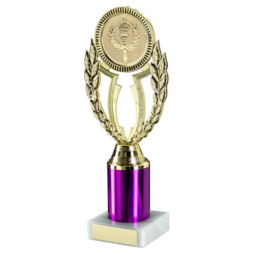 GOLD/PURPLE  'WREATH' HOLDER ASSEMBLED ON MARBLE (2