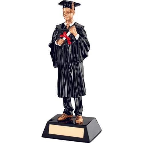 BLK/GOLD RESIN MALE GRADUATE WITH PLATE -       9.25in