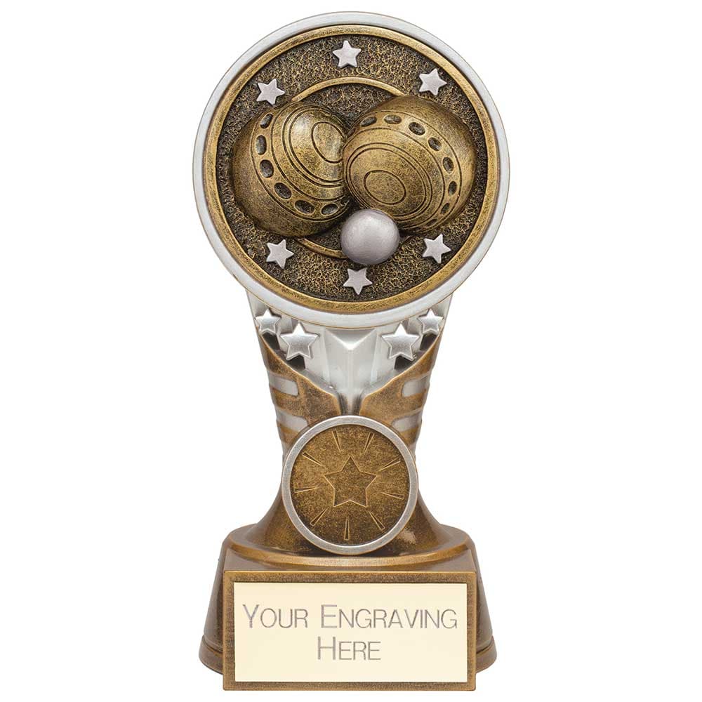 Ikon Tower Lawn Bowls Award Antique Silver & Gold 150mm