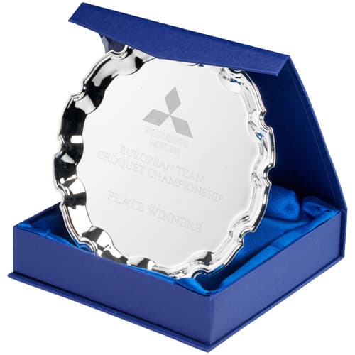 SILVER PLATED IRON SALVER...CHIPPENDALE EDGE - 0.4mm THICK 6in