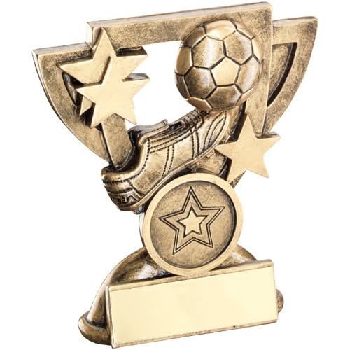 BRZ/GOLD CUP RANGE FOR FOOTBALL WITH PLATE    (1in CENTRE) - 5.75in