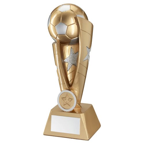 GOLD/SILVER FOOTBALL STAR COLUMN WITH PLATE  (1in CENTRE) - 7.25in