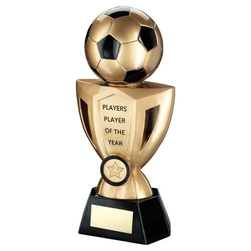 BRZ/PEW/GOLD FOOTBALL ON CUP WITH PLATE (1in CENTRE) PLAYERS PLAYER - 10in
