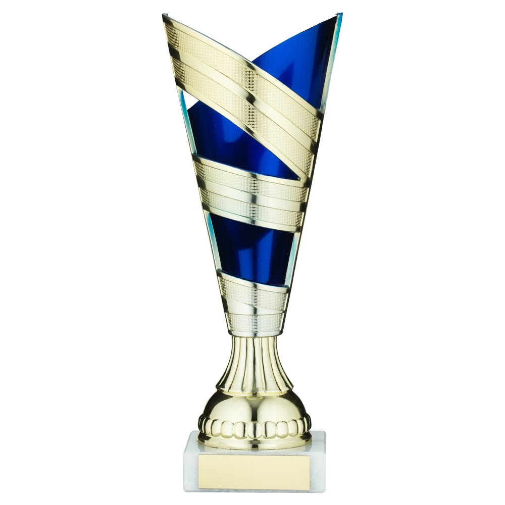 GOLD MINI ASSEMBLED TROPHY CUP WITH PLATE (1in CENTRE) - 7.25in