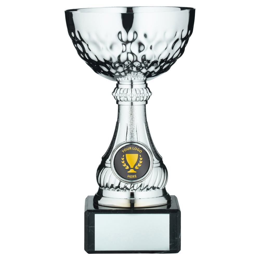 SILV MINI ASSEMBLED TROPHY CUP WITH PLATE (1in CENTRE) - 5in