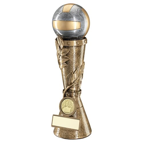 BRZ/PEW/GOLD GAELIC FOOTBALL LEAF COLUMN WITH PLATE (1in CENTRE) - 11in