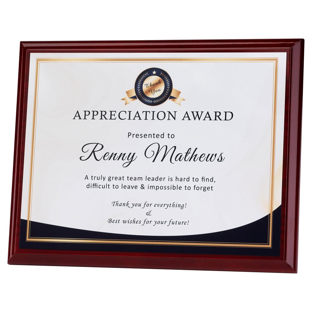 ROSEWOOD PLAQUE WITH WHITE SUBLIMATION FRONT (LANDSCAPE) - 5in