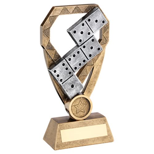 BRZ/PEW/GOLD DOMINOES ON DIAMOND WITH PLATE (1in CENTRE) - 6in