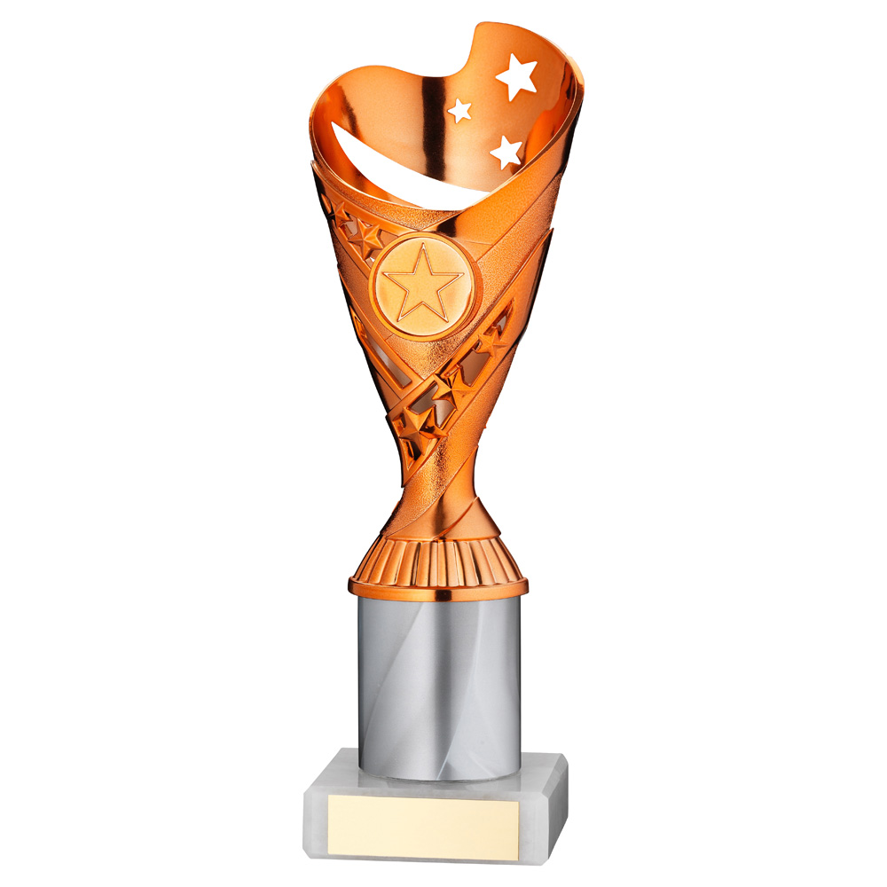 COPPER/WHITE PLASTIC 'SABRE' CUP ASSEMBLED ON MARBLE (1in CEN) - 10in
