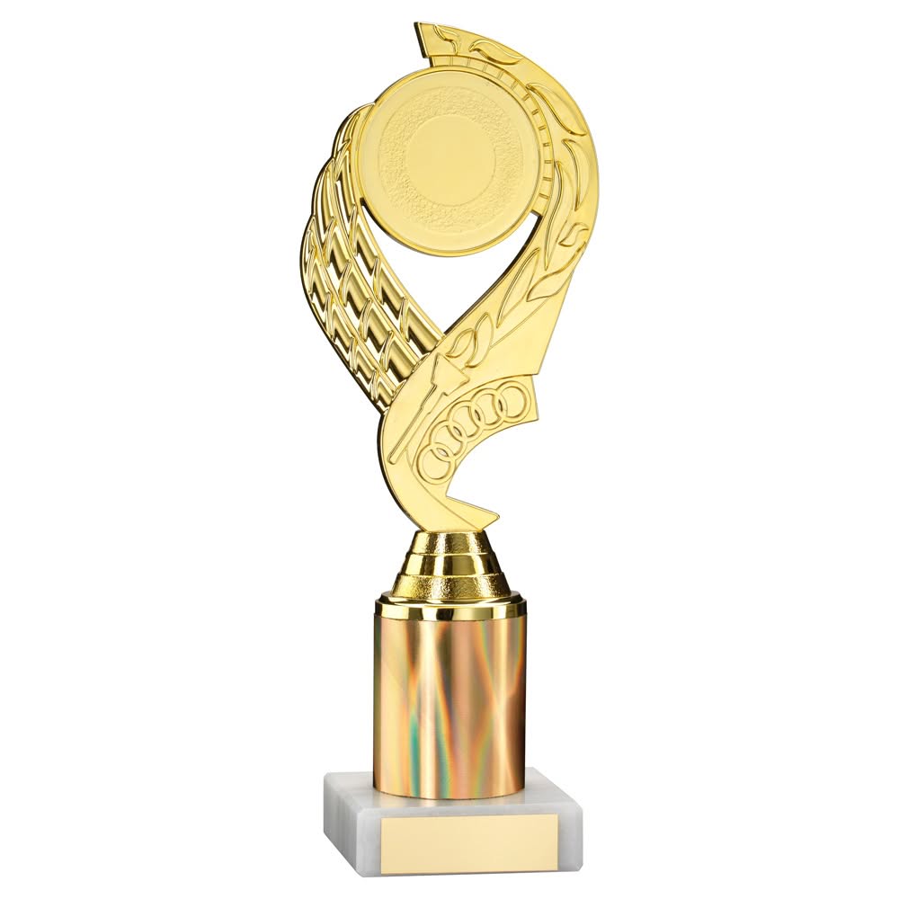 GOLD  'OLYMPIC' HOLDER ASSEMBLED ON MARBLE (2" CEN/1" TUBE) - 8in