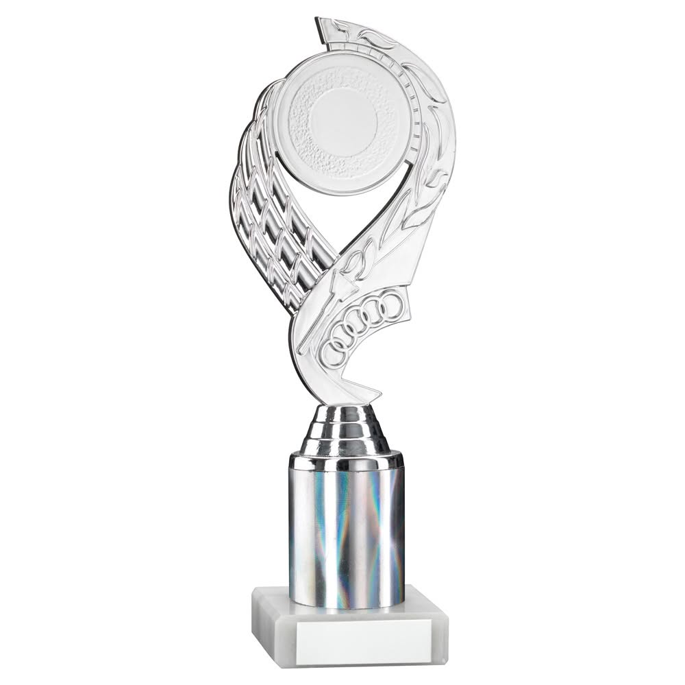 SILVER  'OLYMPIC' HOLDER ASSEMBLED ON MARBLE (2" CEN/1" TUBE) - 8in