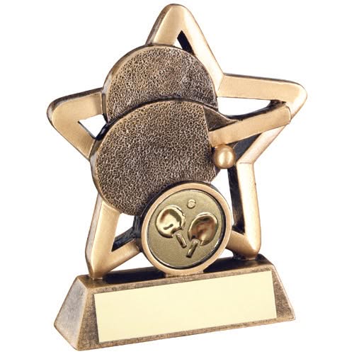 BRZ/GOLD TABLE TENNIS MINI STAR WITH PLATE (1in CENTRE) - 4.25in