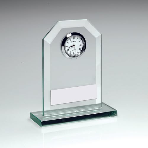 JADE GLASS CLOCK WITH PLATE - 6.25in