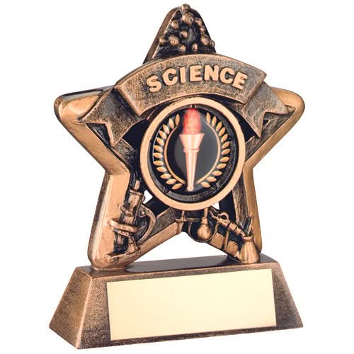 BRZ/GOLD MINI STAR 'SCIENCE' WITH PLATE (1in CENTRE) - 3.75in