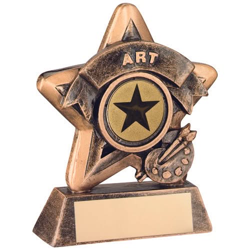 BRZ/GOLD MINI STAR 'ART' WITH PLATE (1in CENTRE) - 3.75in