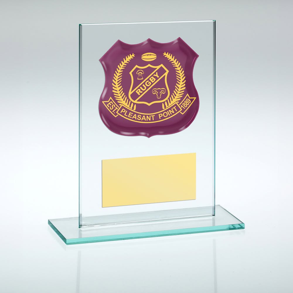 JADE GLASS PLAQUE WITH PLATE (REQUIRES SP-SHIELD OR SHIRT-A) - 3.25in