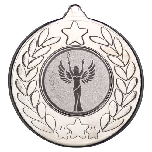 STARS AND WREATH MEDAL (1in CENTRE) SILVER - 2in
