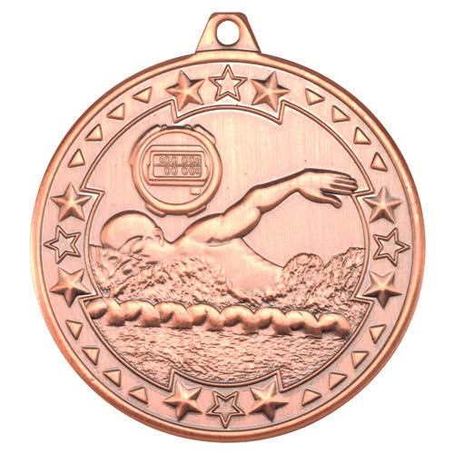 SWIMMING TRI STAR MEDAL BRONZE - 2in