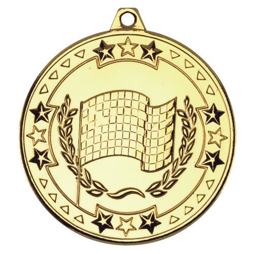 MOTOR SPORT TRI STAR MEDAL GOLD - 2in