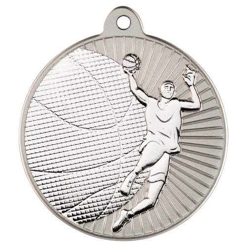 BASKETBALL TWO COLOUR MEDAL MATT SILVER/SILVER - 2in