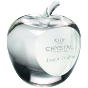 CLEAR GLASS 'APPLE' PAPERWEIGHT WITH PRESENTATION CASE - 3.5in