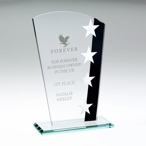 JADE GLASS SHIELD WITH SILVER/BLACK STAR DESIGN (4mm THICK) -  8in