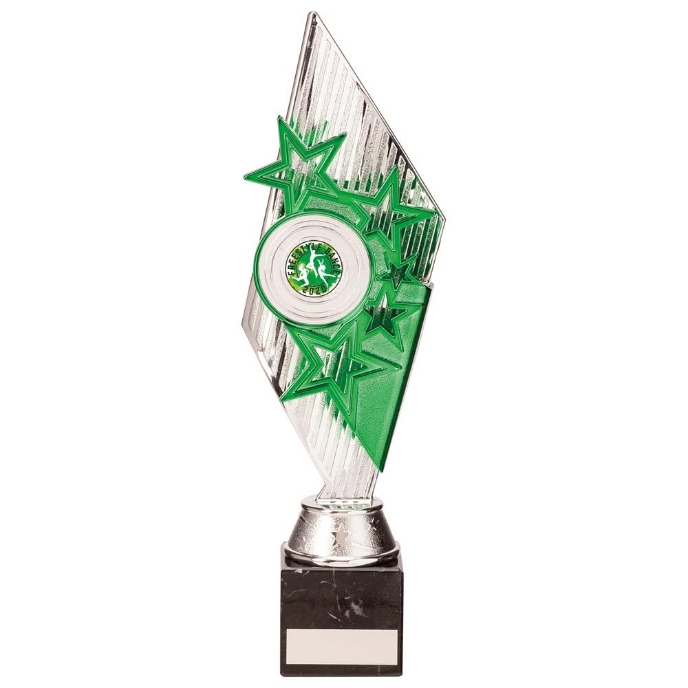 Pizzazz Plastic Trophy Silver & Green 300mm