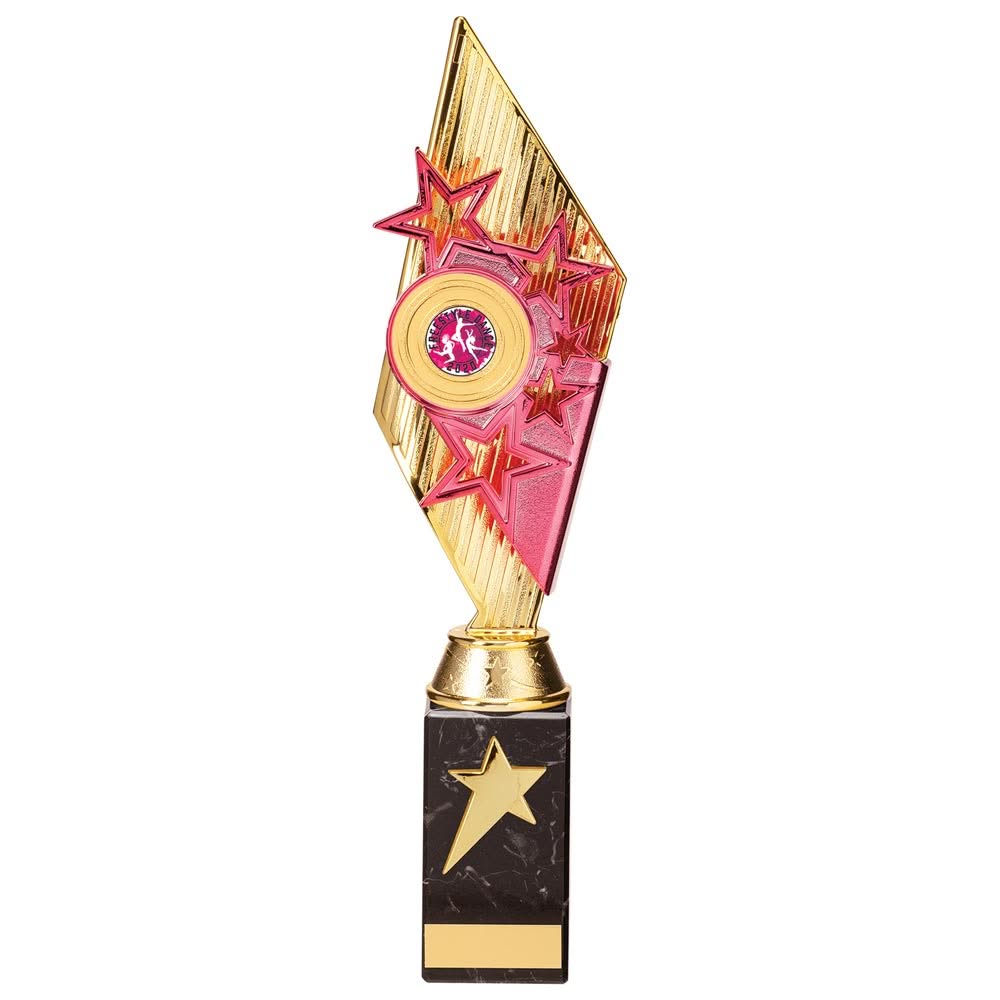 Pizzazz Plastic Trophy Gold & Pink 350mm
